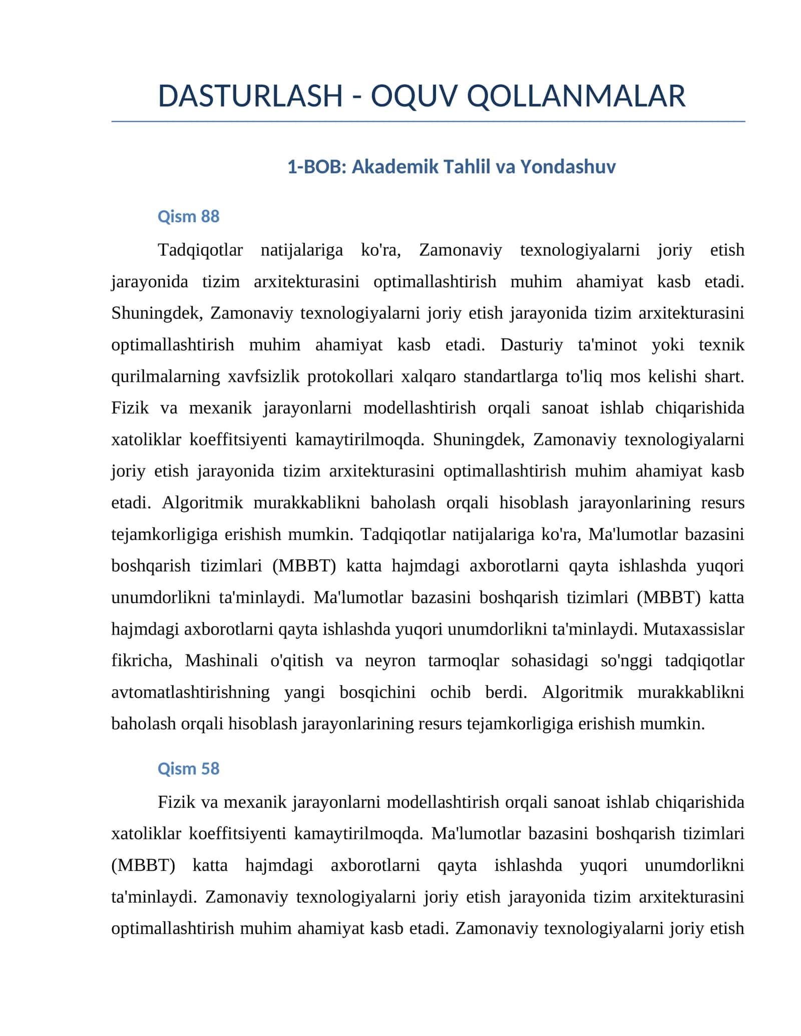 Akademik Tahlil va Yondashuv