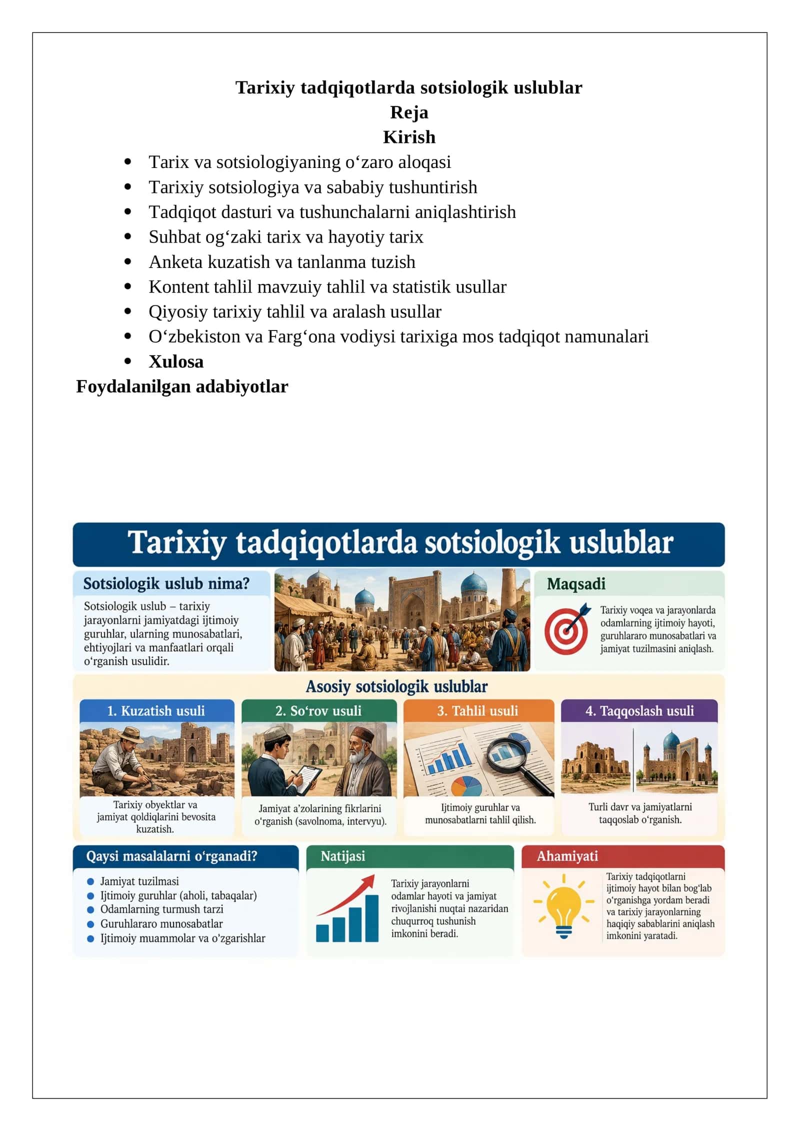 Tarixiy tadqiqotlarda sotsiologik uslublar