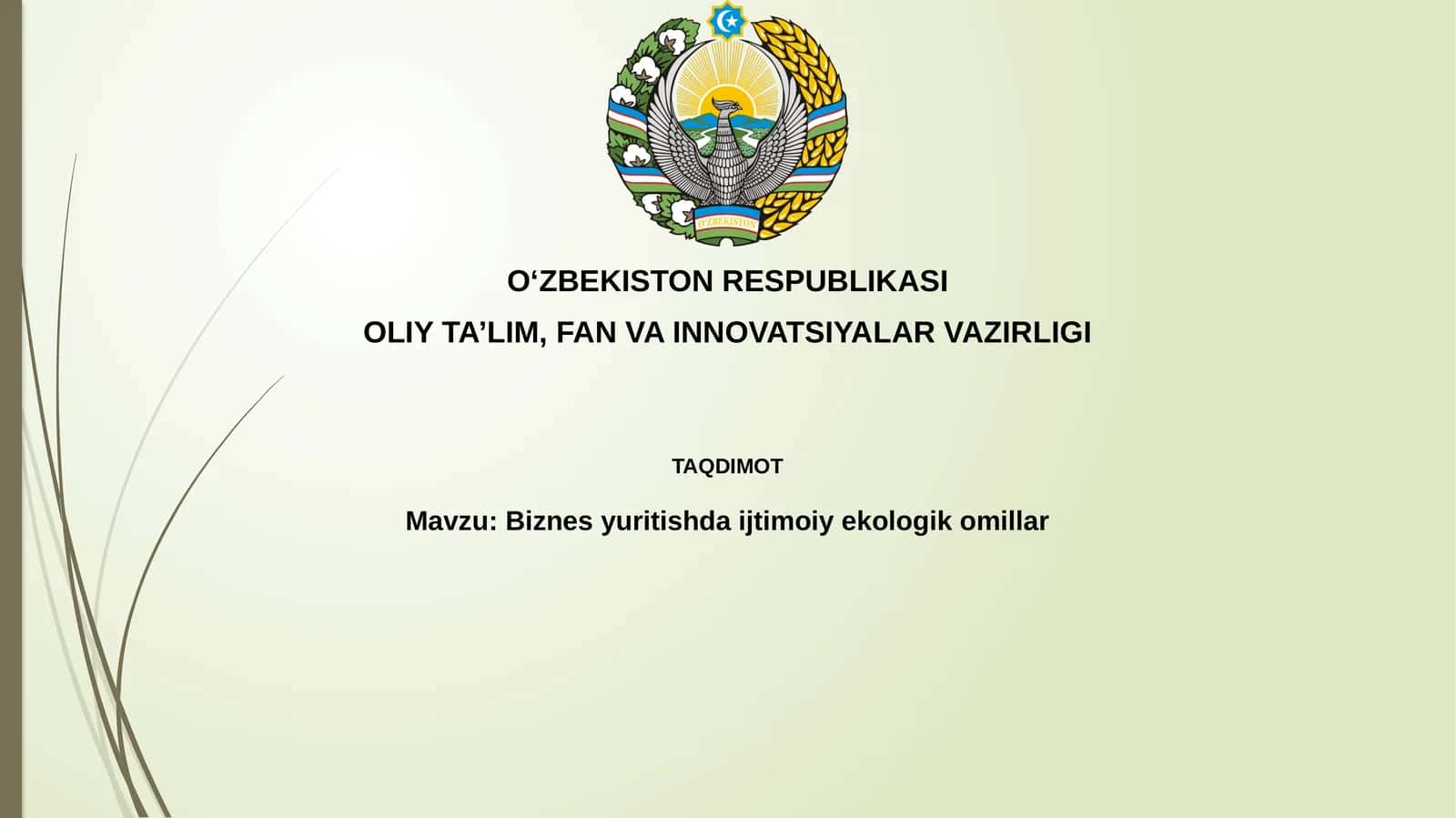 Biznes yuritishdaijtimoiyekologikomillar