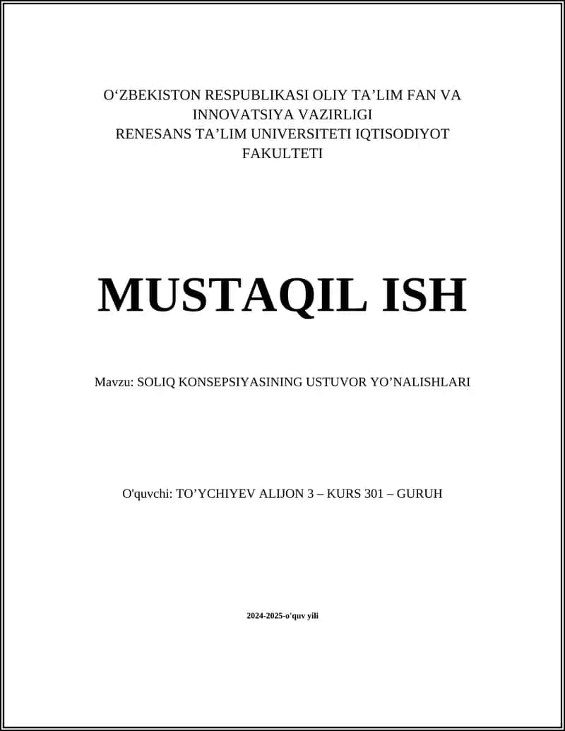 SOLIQ KONSEPSIYASI
