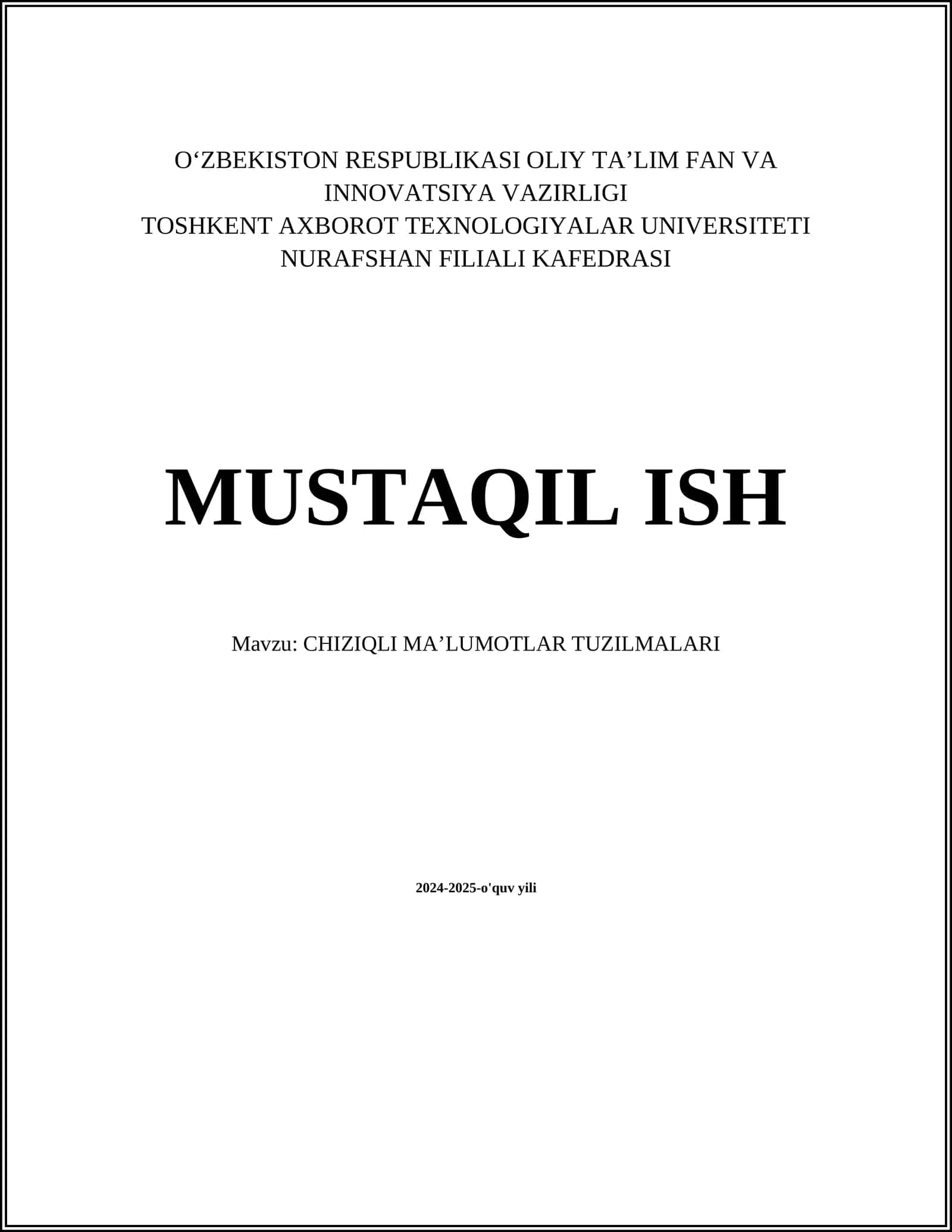 CHIZIQLI MA’LUMOTLAR TUZILMALARI