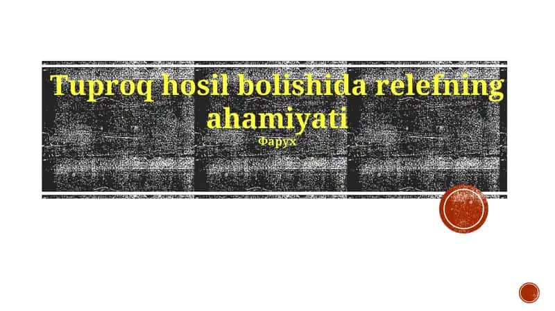 Tuproq hosil boʻlishida relefning ahamiyati