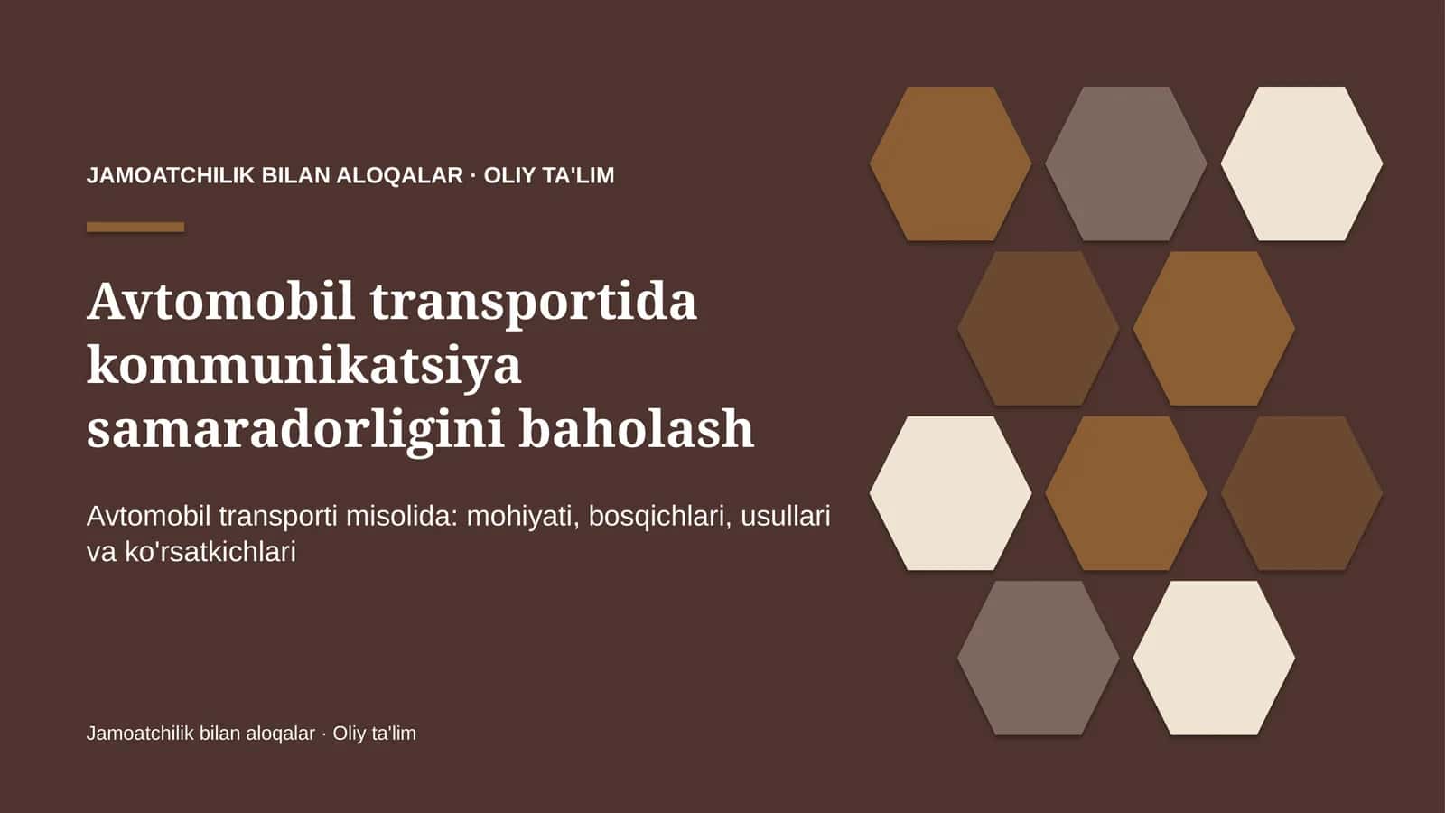 Avtomobil transportida kommunikatsiya samaradorligini baholash