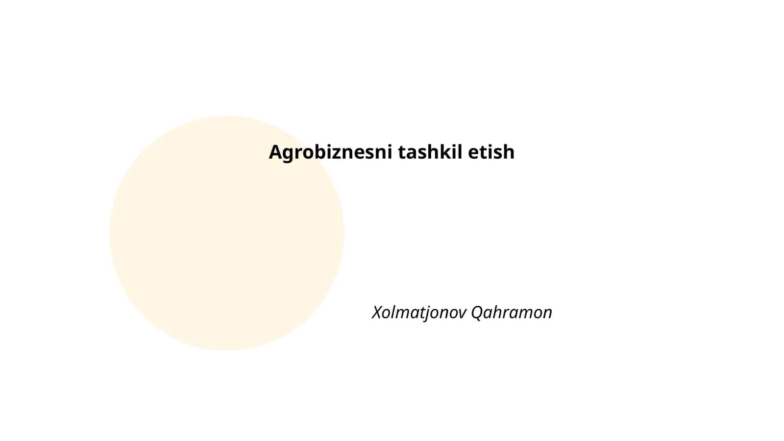 Agrobiznesni tashkil etish