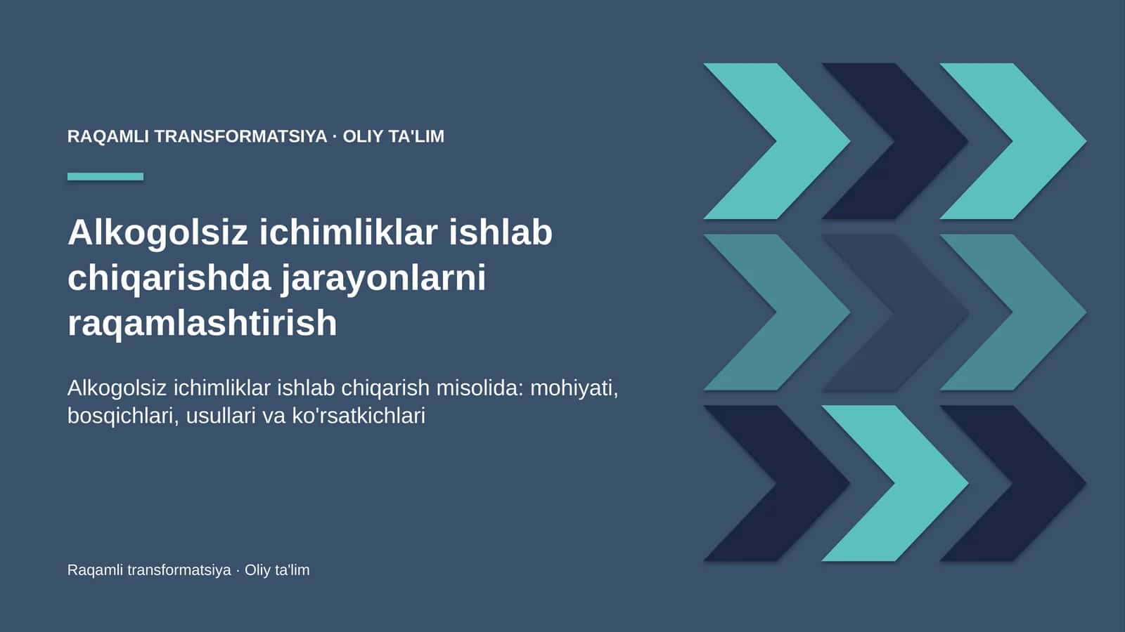 Alkogolsiz ichimliklar ishlab chiqarishda jarayonlarni raqamlashtirish