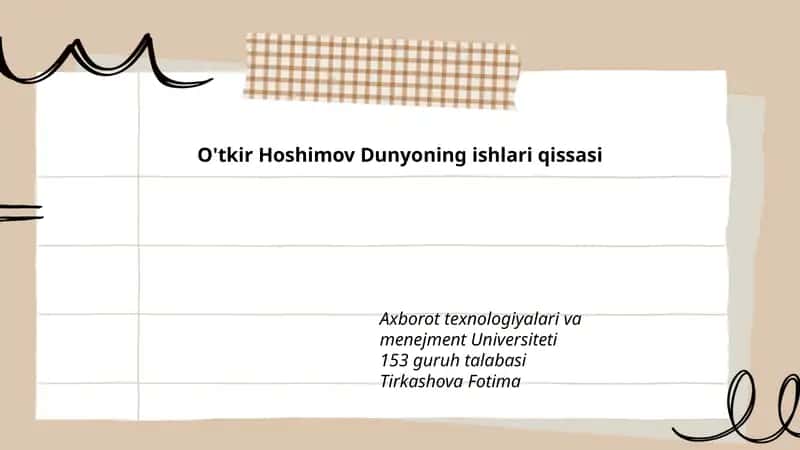 Dunyoning ishlari qissasi
