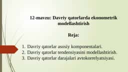 Davriy qatorlarda ekonometrik modellashtirish