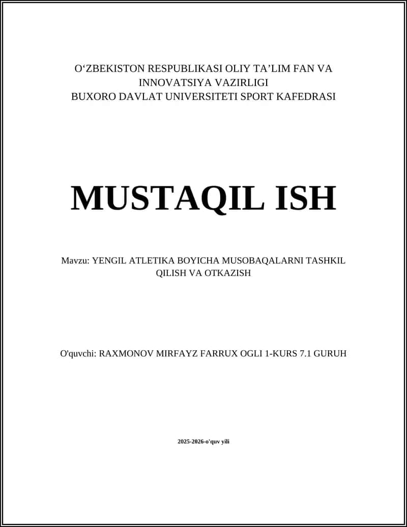 Yengil Atletika Boyicha Musobaqalar