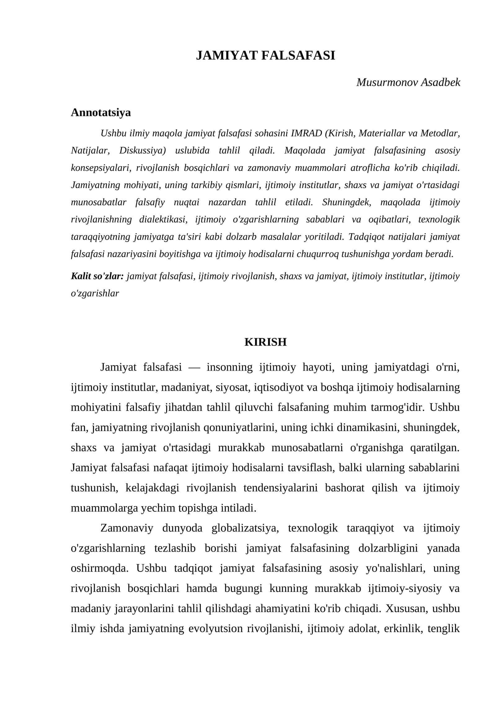 JAMIYAT FALSAFASI