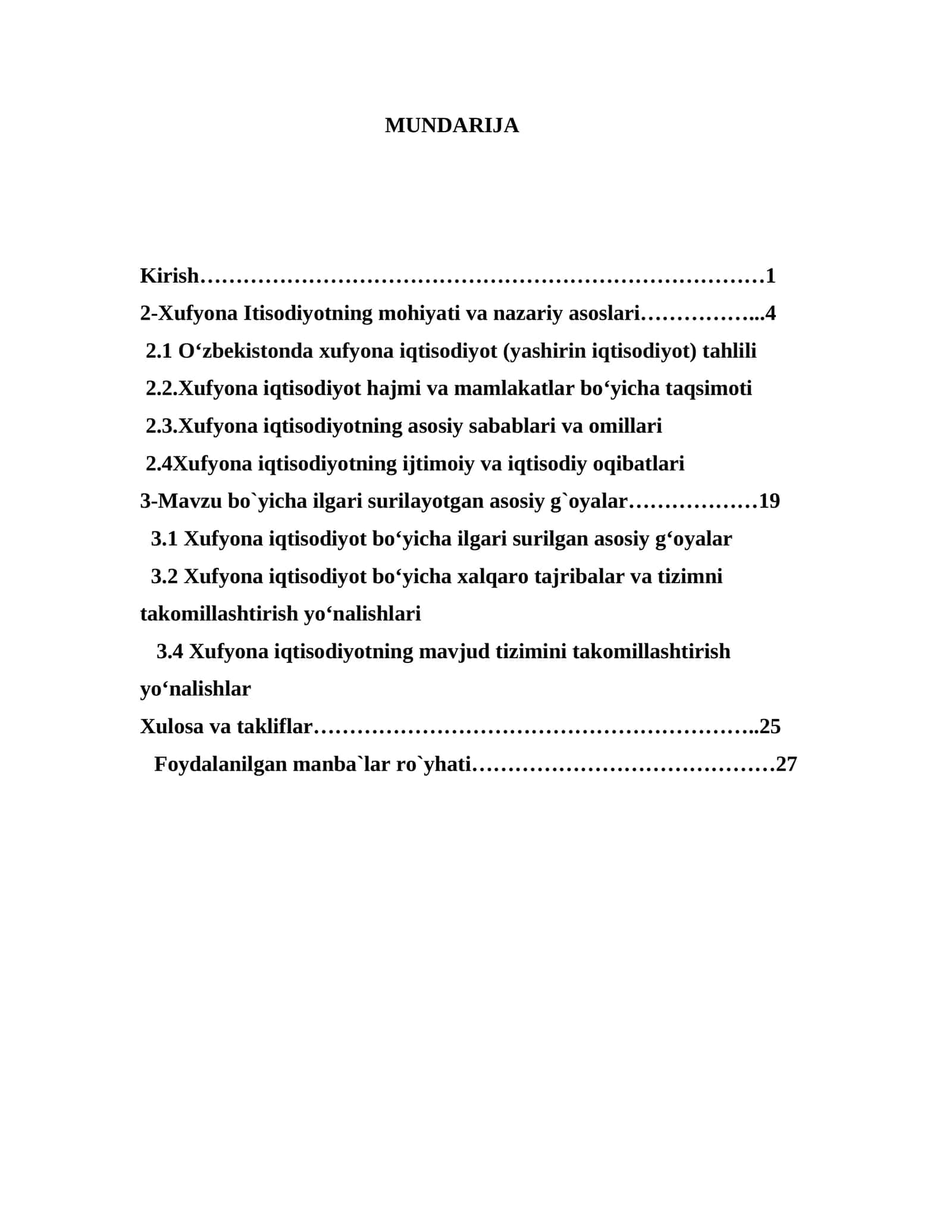 Xufyona Iqtisodiyotning Mohiyati va Nazariy Asoslari