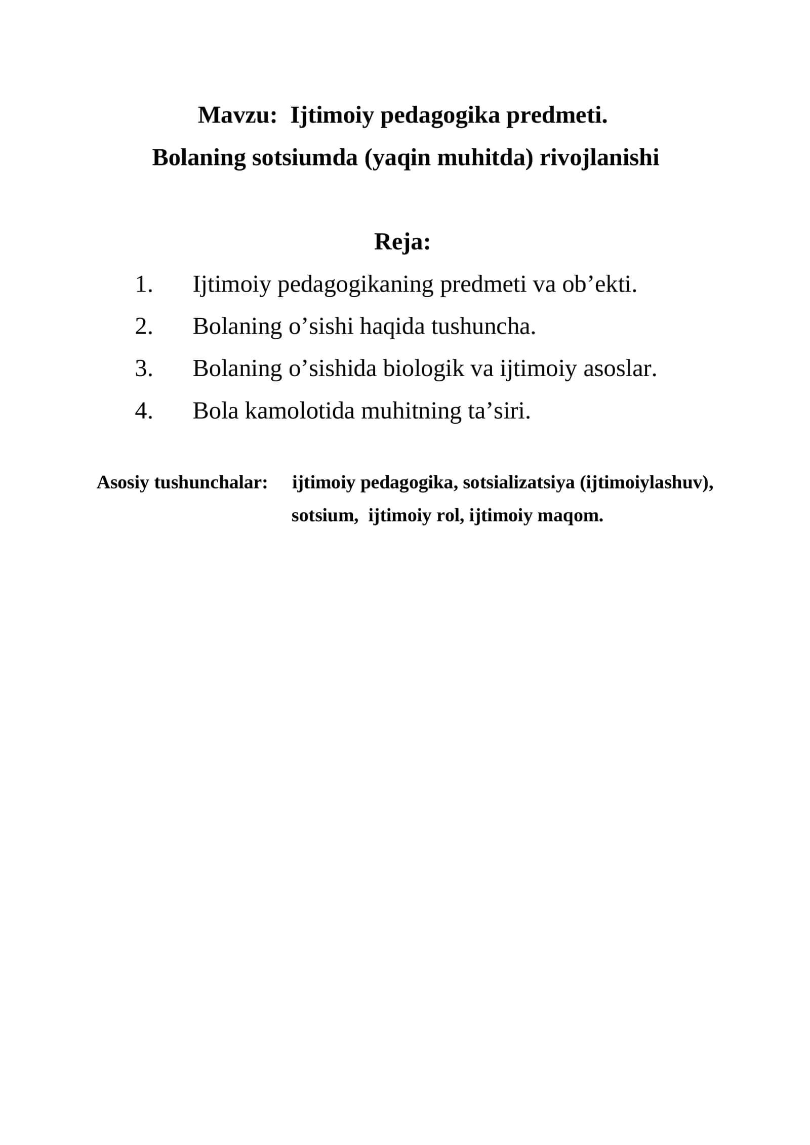 Ijtimoiy pedagogika predmeti