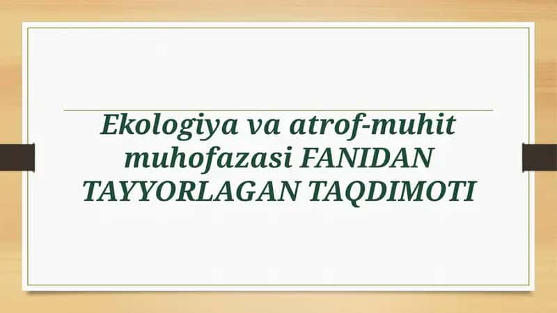 NOOSFERA TUSHUNCHASI VA ATROF MUHIT TUSHUNCHASI