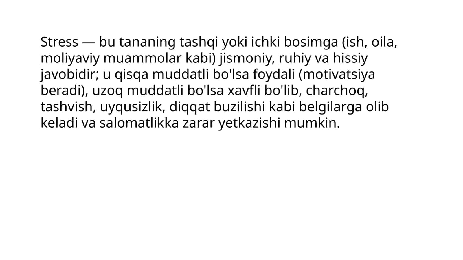 Stress va uning turlari