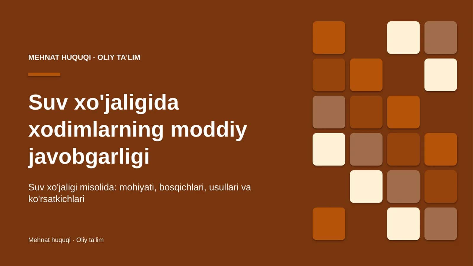 Suv xo'jaligida xodimlarning moddiy javobgarligi