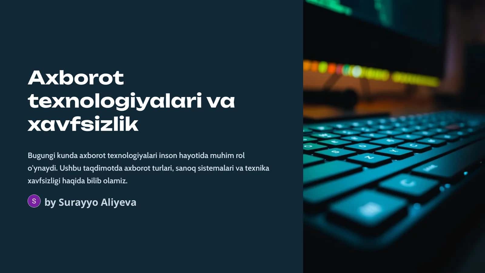 Axborot texnologiyalari va xavfsizlik