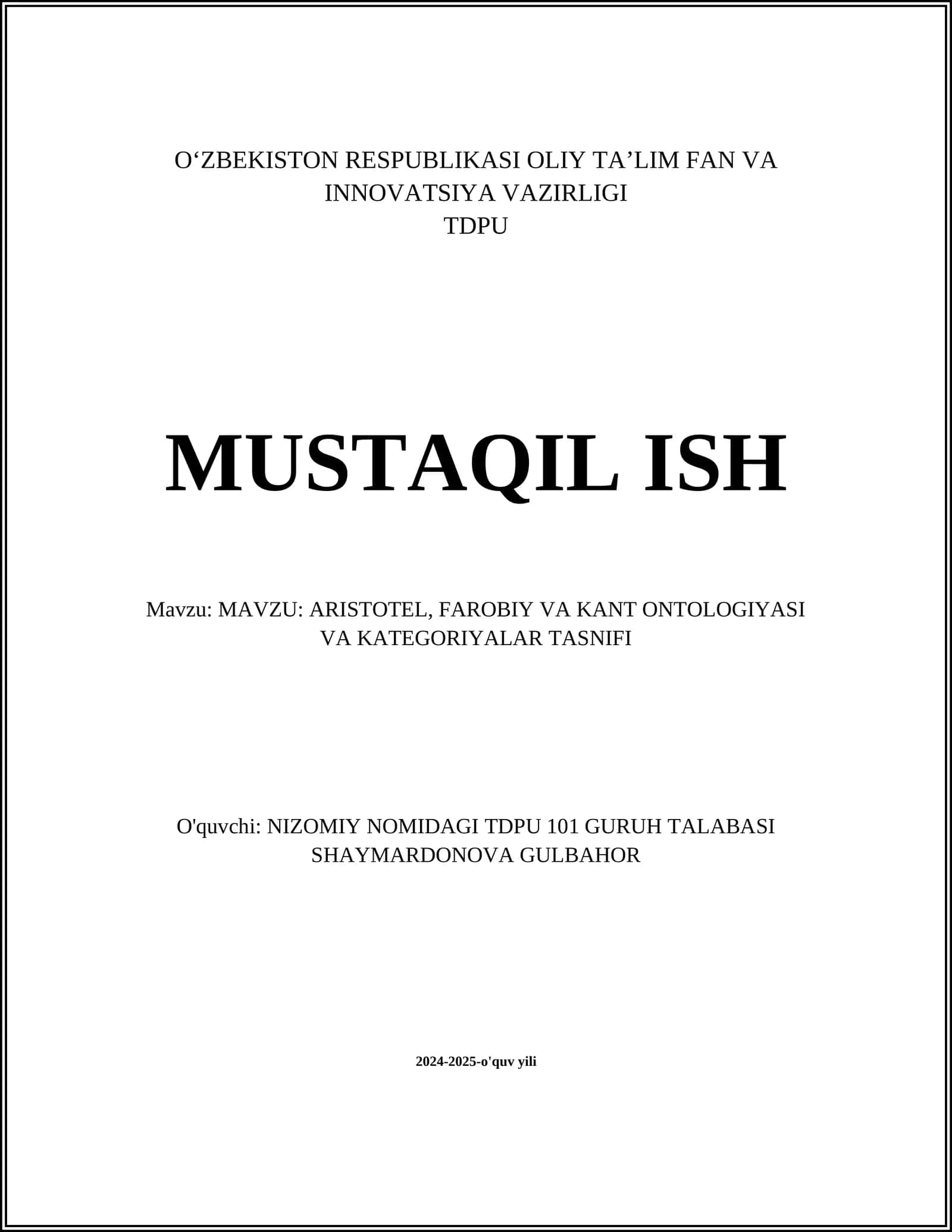 Aristotel ontologiyasi