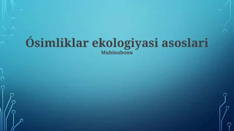 Ósimliklar ekologiyasi asoslari