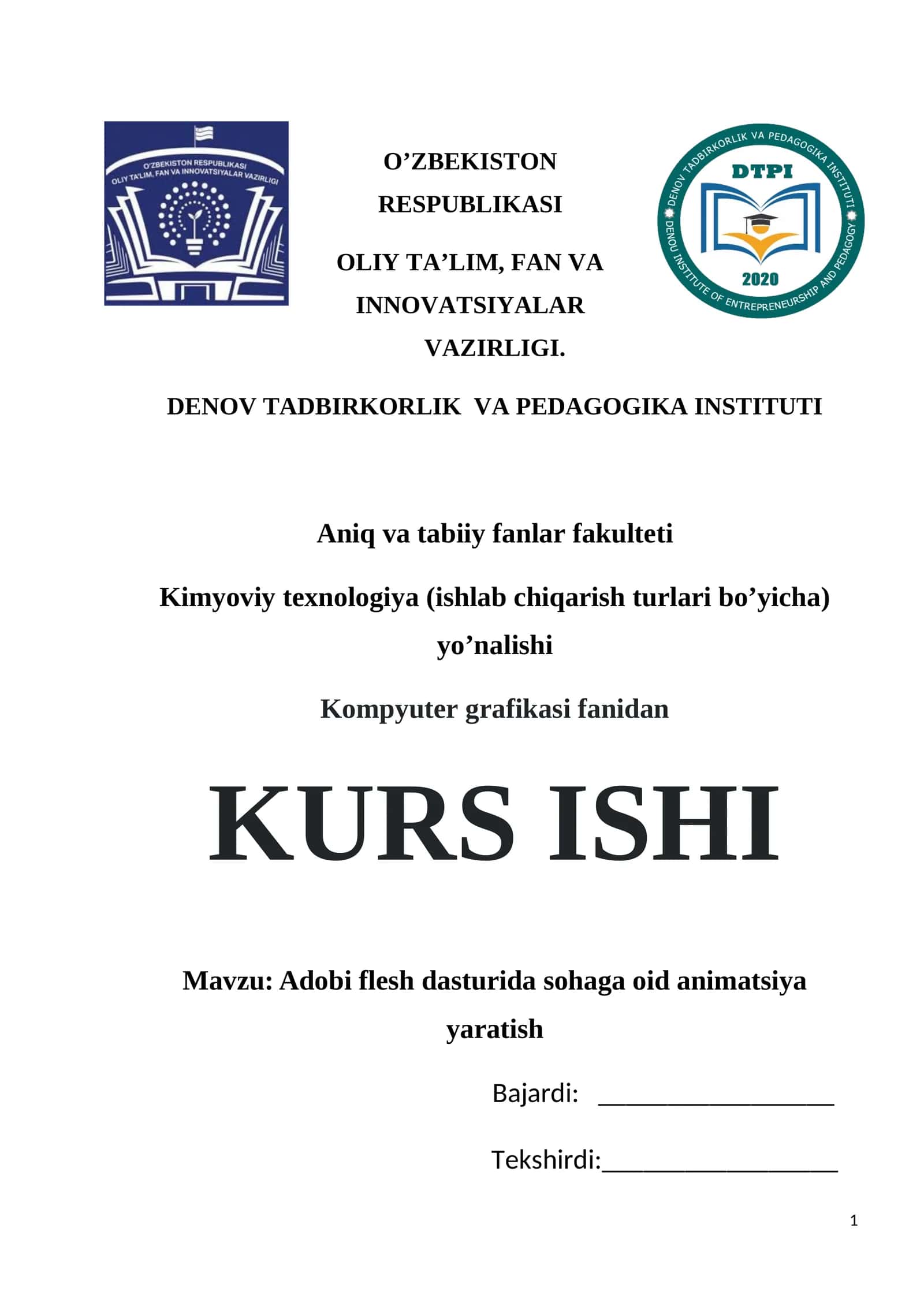 Adobi flesh dasturida sohaga oid animatsiya yaratish
