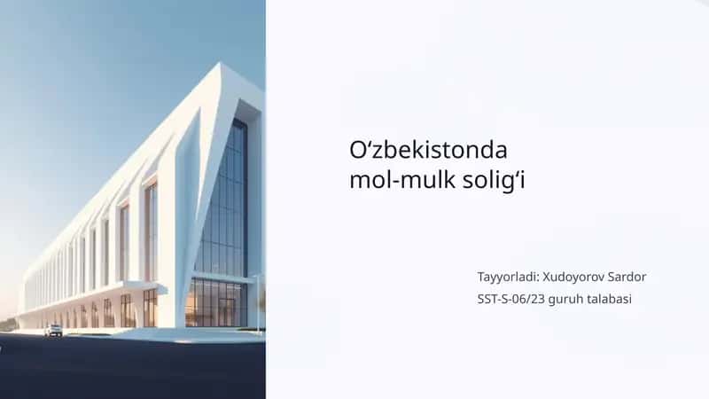 O'zbekistonda mol-mulk soligi