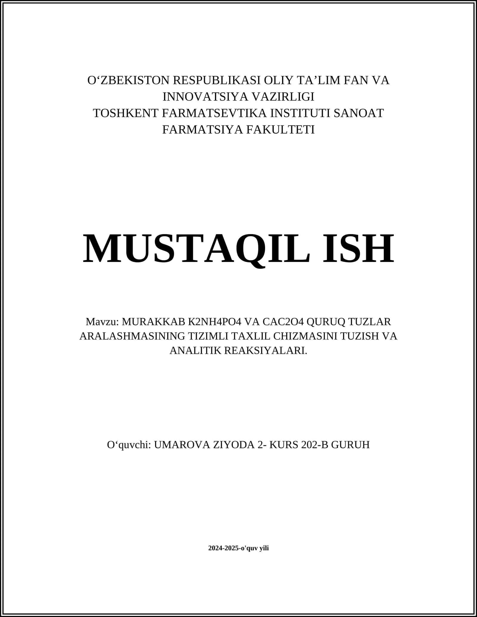 Murakkab tuzlar klassifikatsiyasi