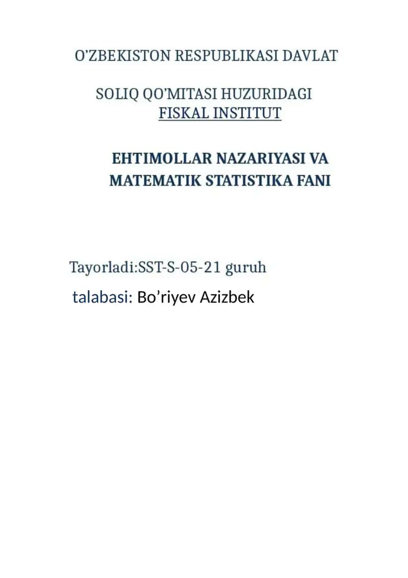 Ehtimollar nazariyasi