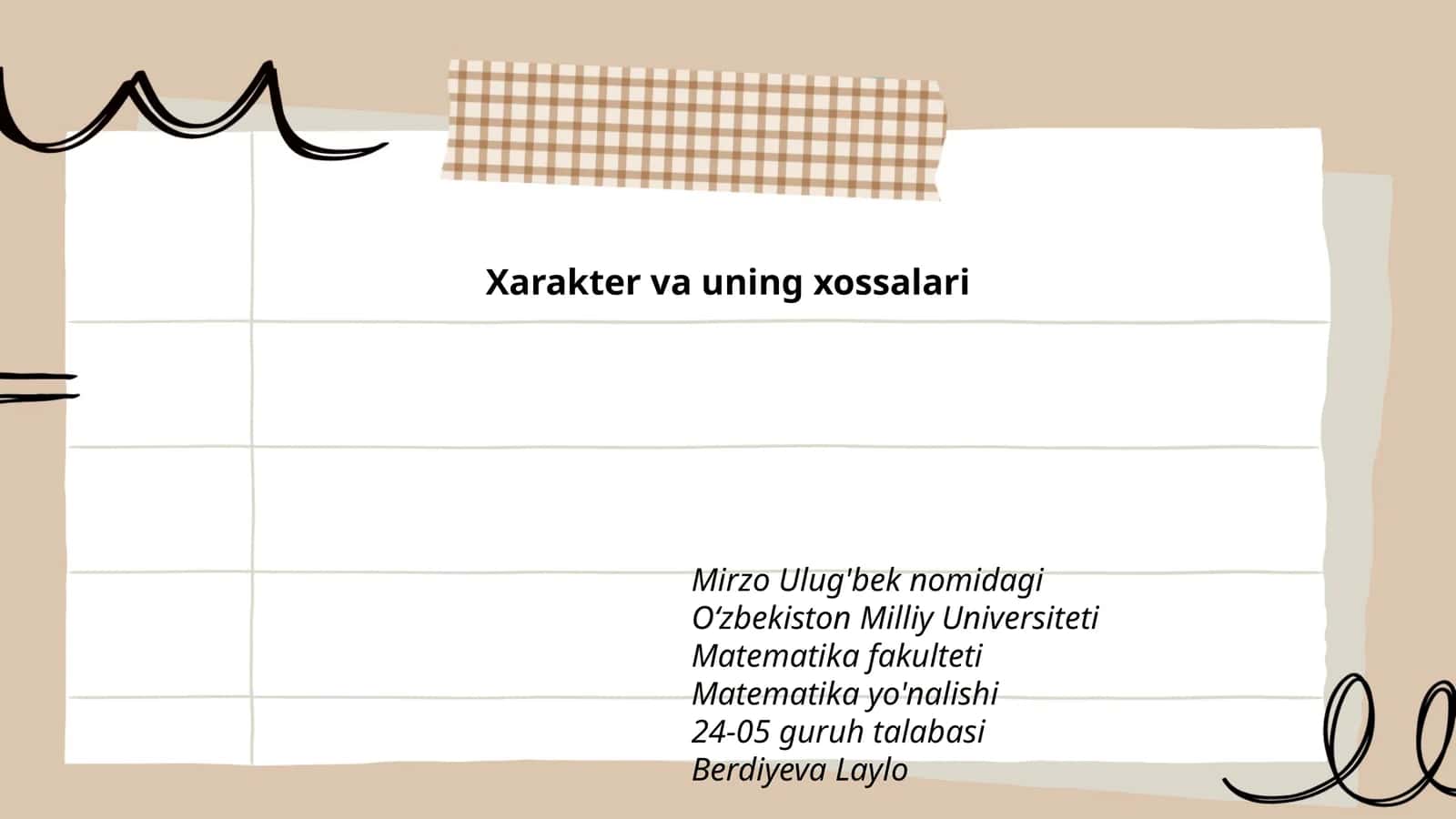Xarakter va uning xossalari