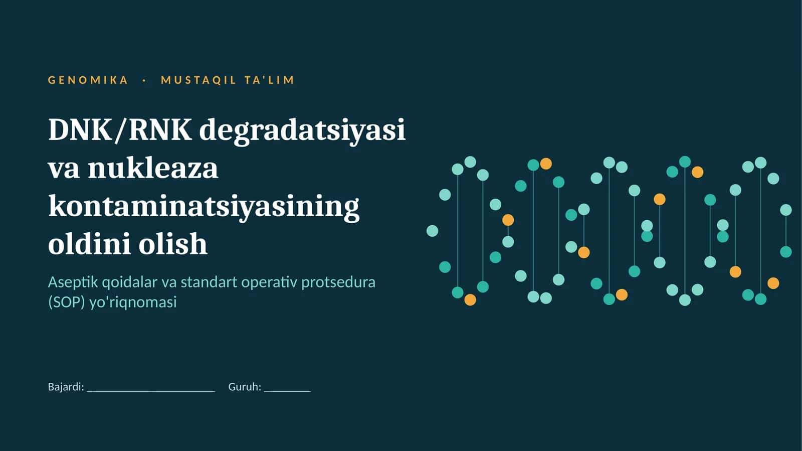 Genomika · Mustaqil Ta'lim