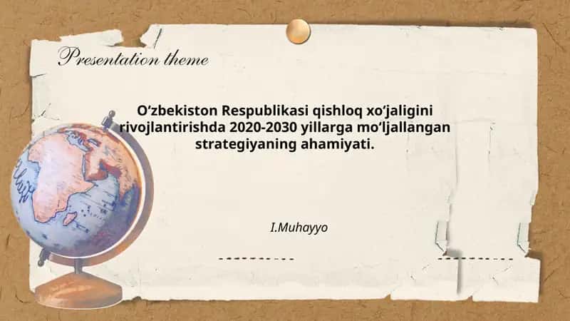 Oʻzbekiston Respublikasi qishloq xoʻjaligini rivojlantirishda 2020-2030 yillarga moʻljallangan strategiya