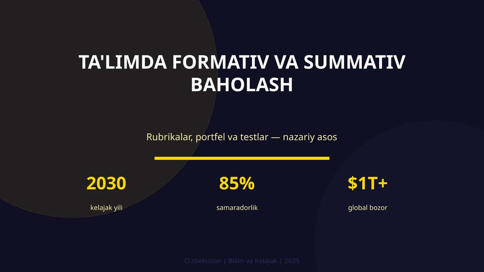 TA'LIMDA FORMATIV VA SUMMATIV BAHOLASH