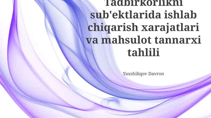 Mahsulot tannarxini aniqlash