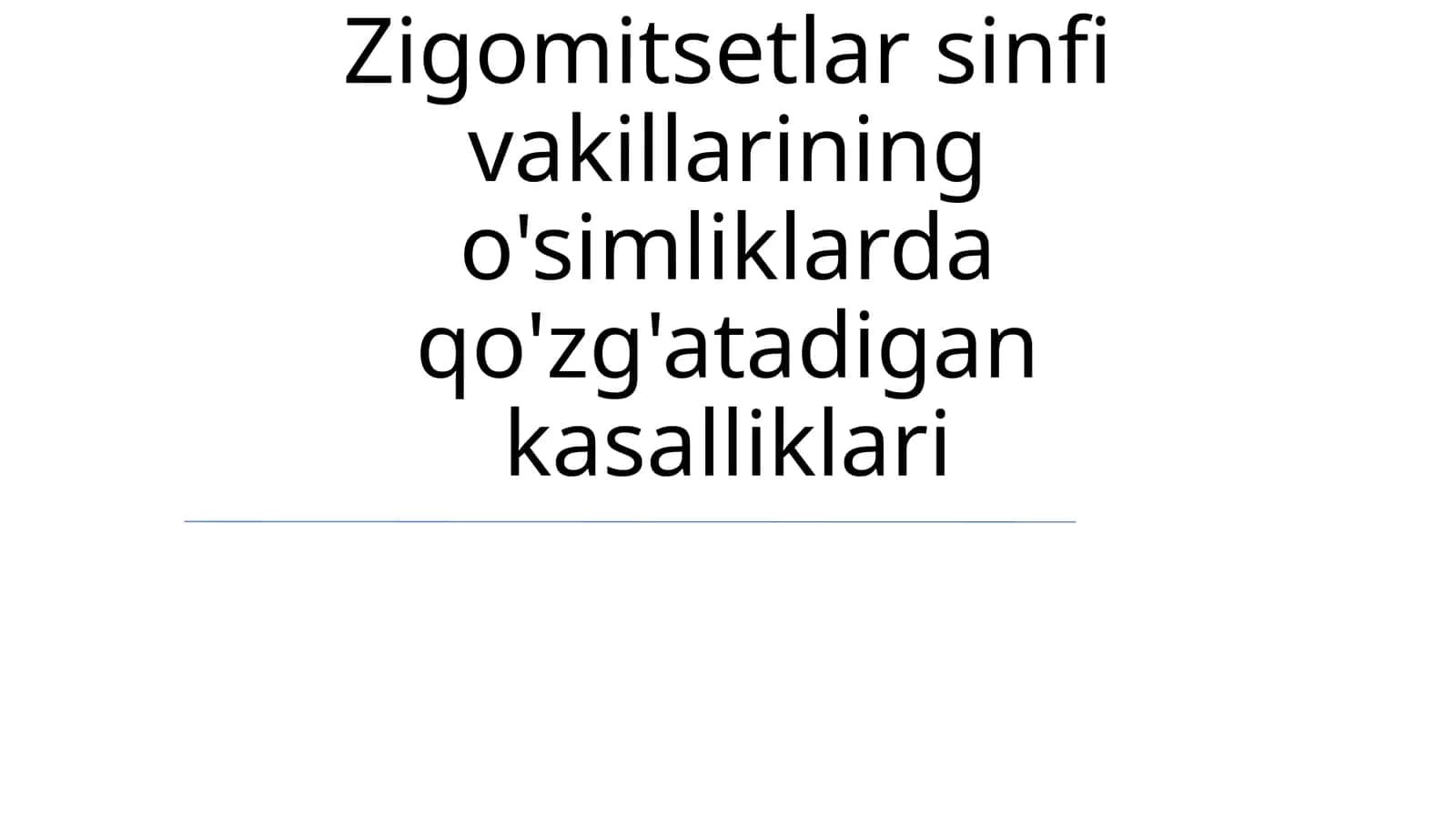 Zigomitsetlar sinfi vakillarining o'simliklarda qo'zg'atadigan kasalliklari