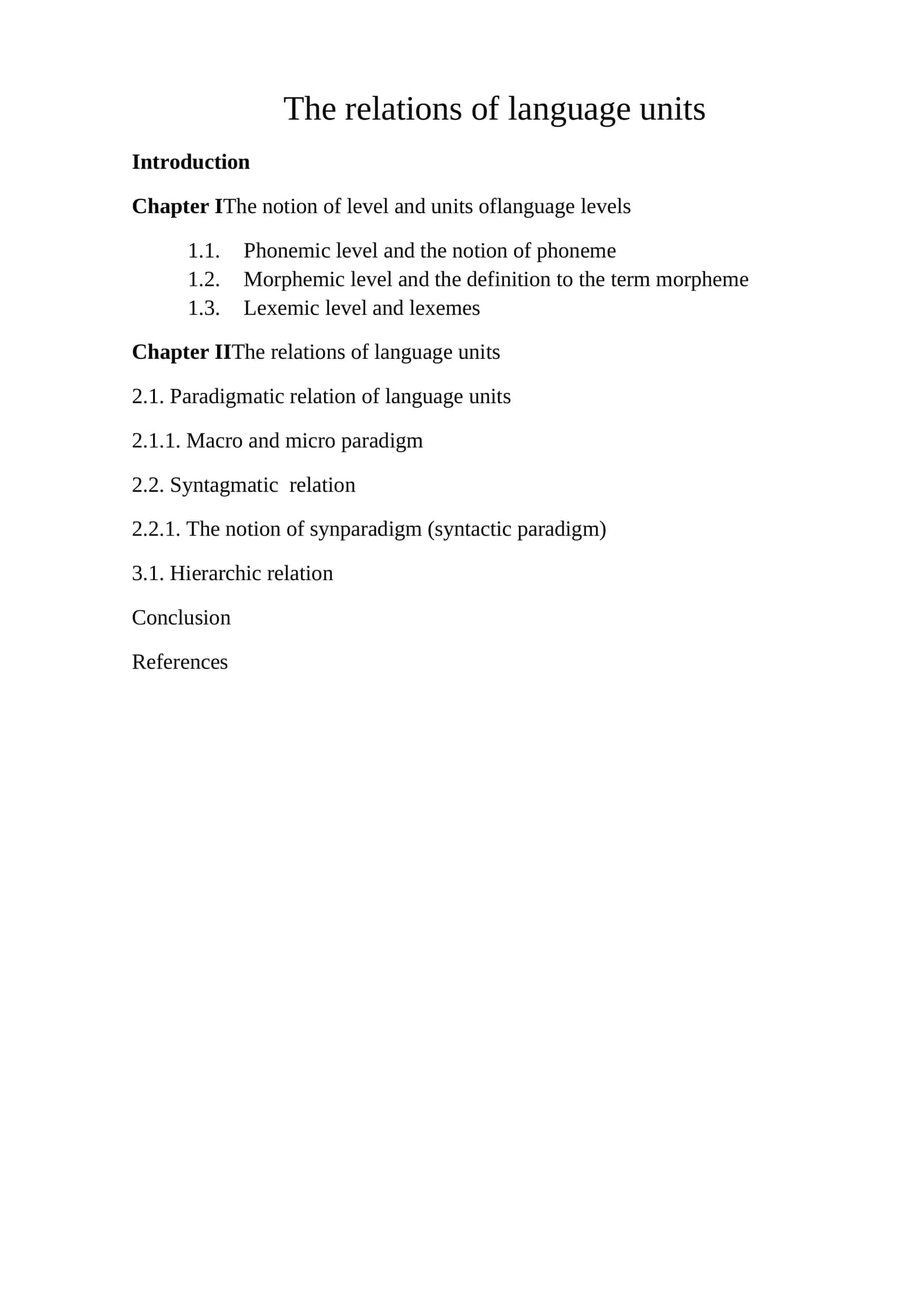 The relations of language units