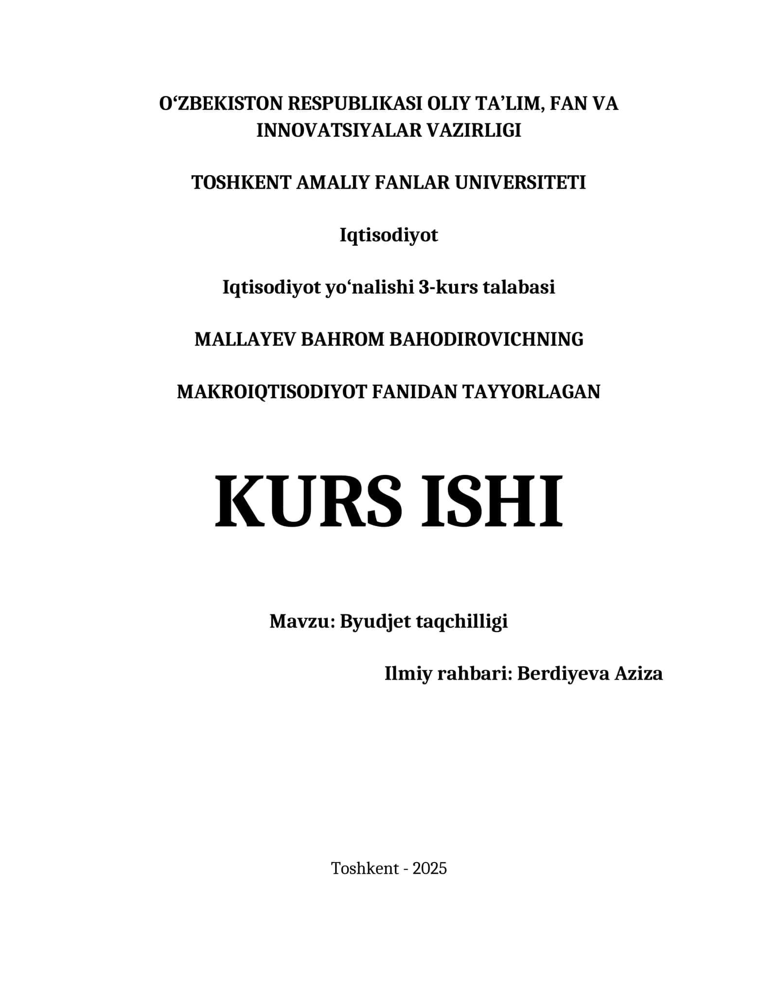 BYUDJET TAQCHILLIGI