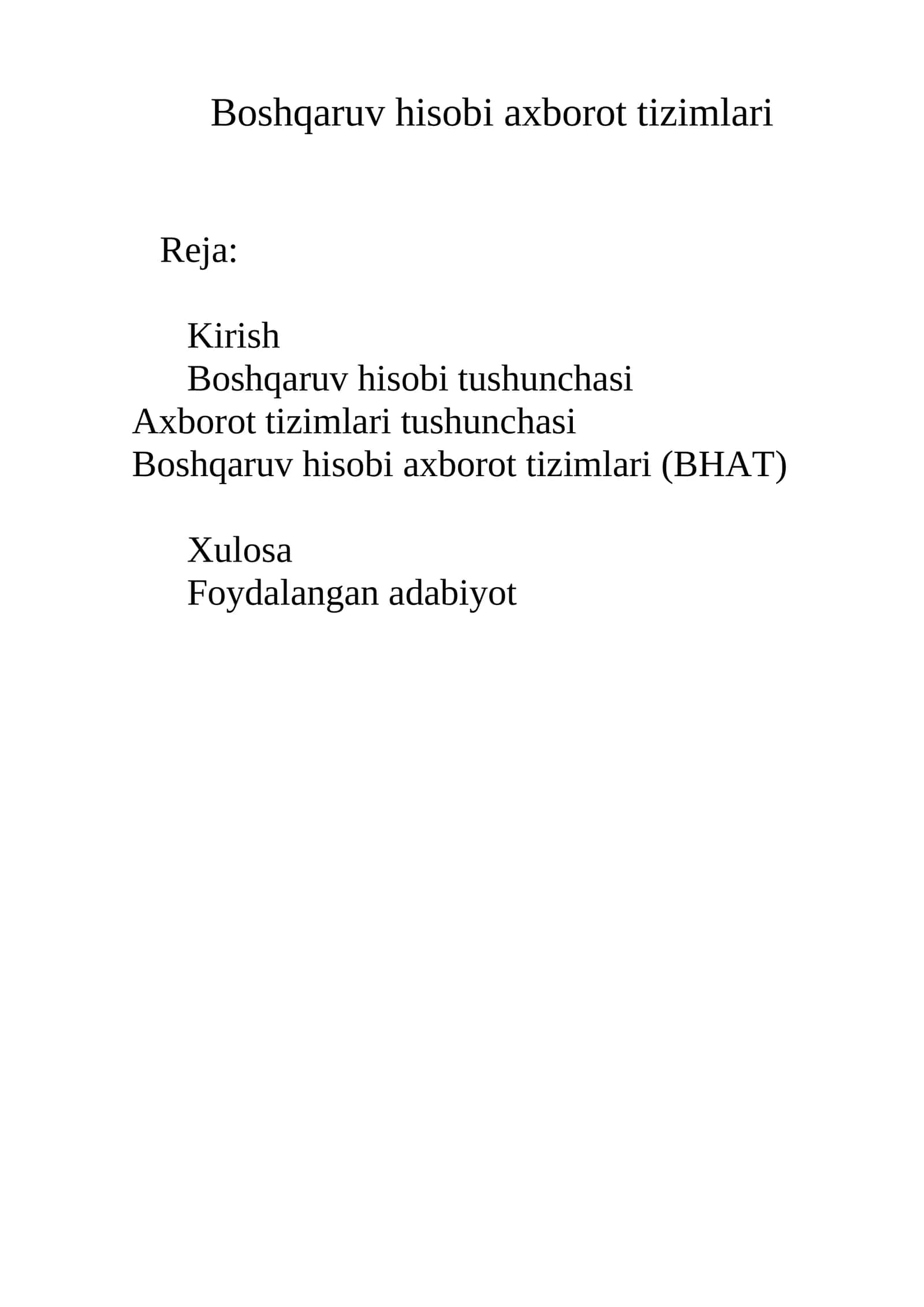 Boshqaruv hisobi axborot tizimlari
