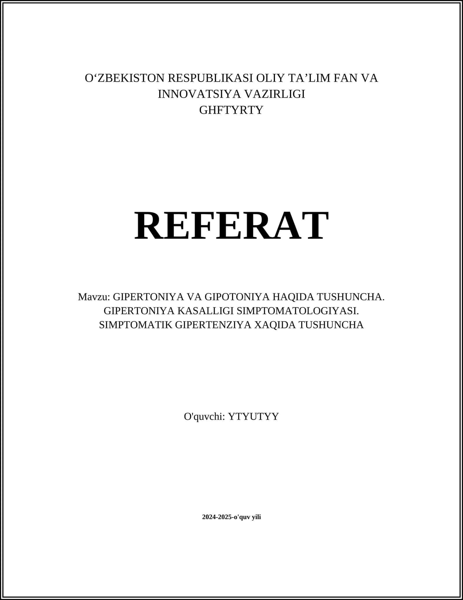 Gipertoniya va Gipotoniya Tushunchasi
