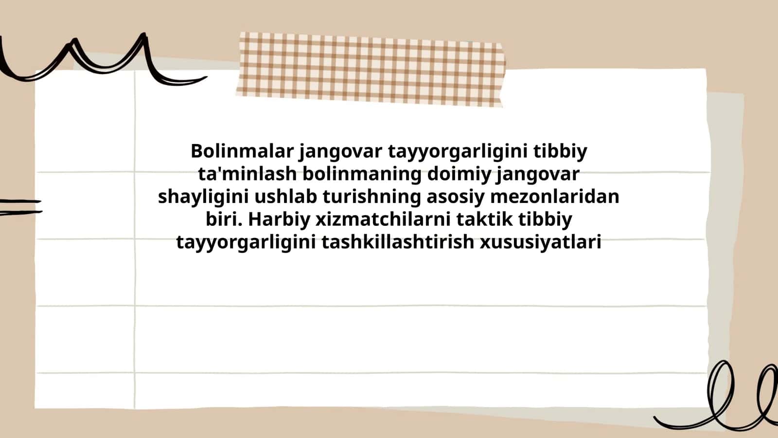 Bolinmalar jangovar tayyorgarligini tibbiy ta'minlash