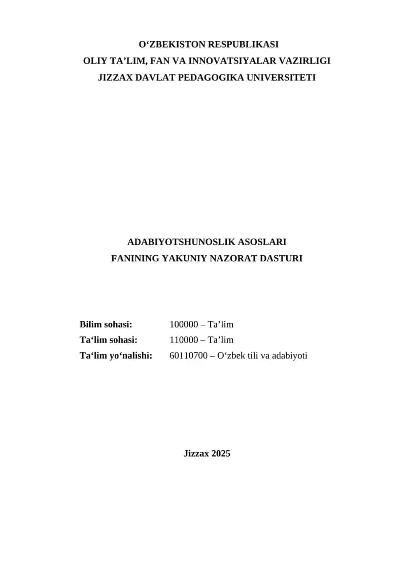Adabiyotshunoslik asoslari