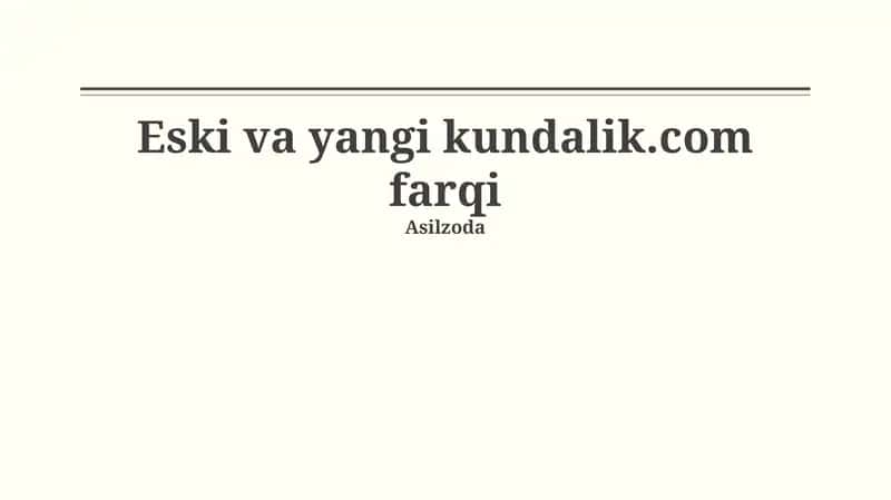 Eski va Yangi Kundalik