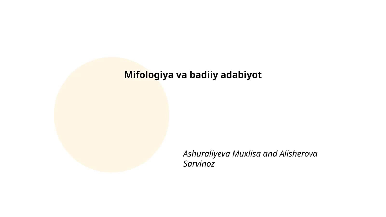Mifologiya va badiiy adabiyot