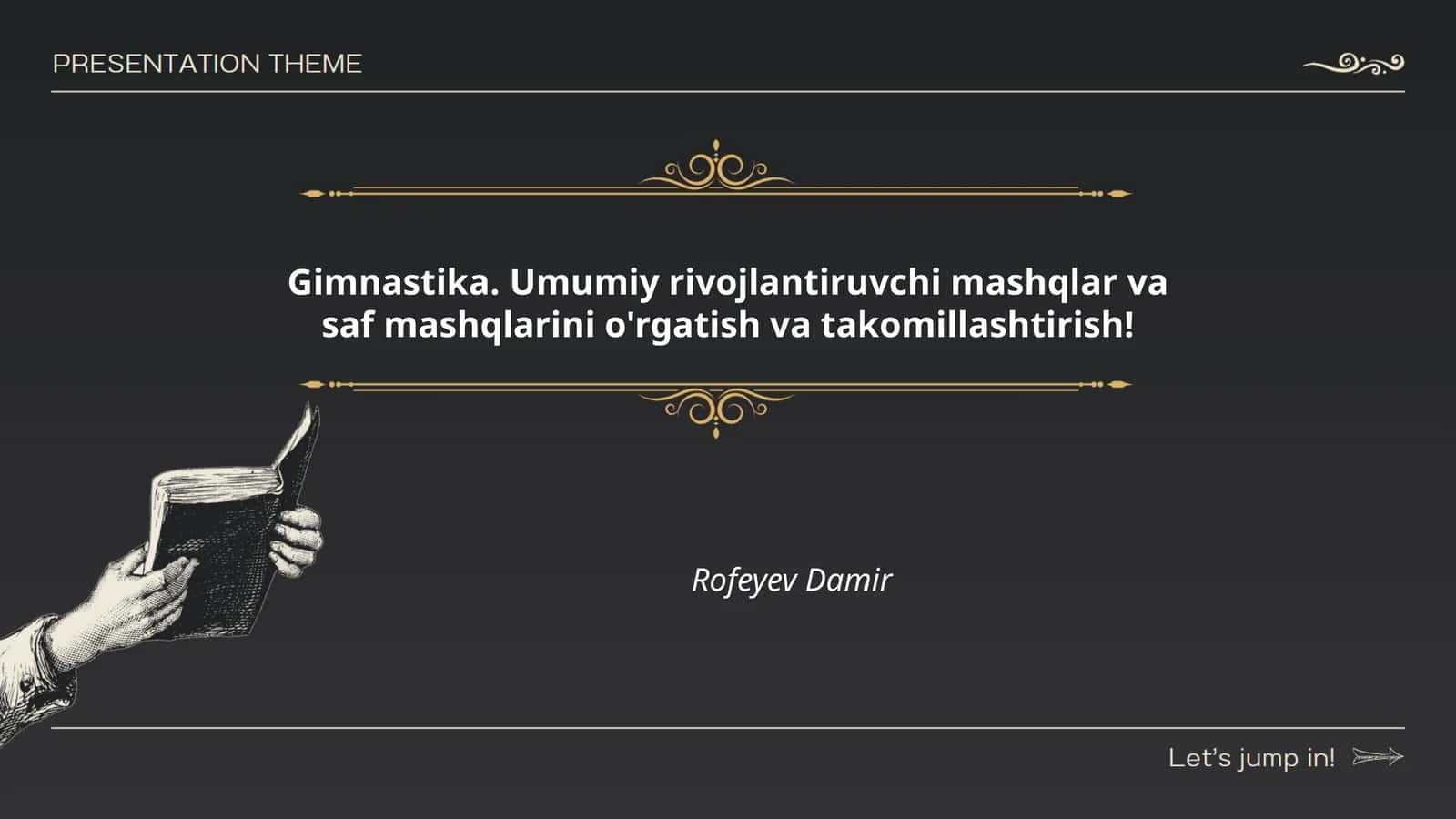 Gimnastika. Umumiy rivojlantiruvchi mashqlar va saf mashqlarini o'rgatish va takomillashtirish!