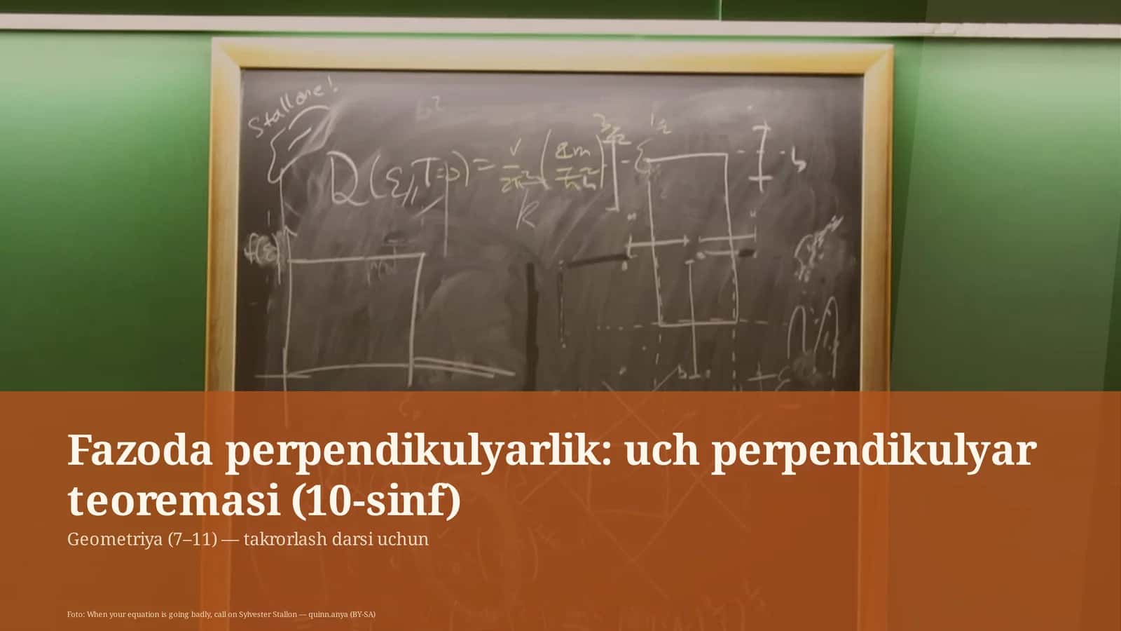 Fazoda perpendikulyarlik: uch perpendikulyar teoremasi (10-sinf)