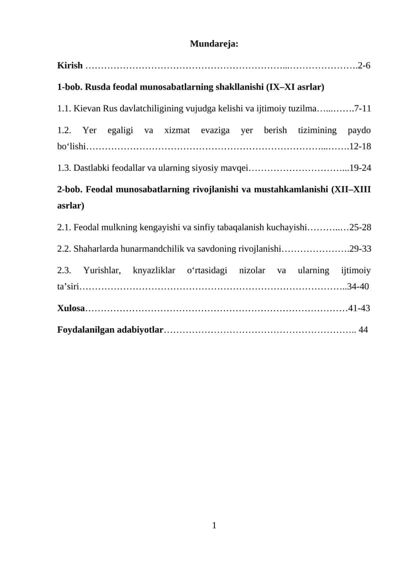 Feodal munosabatlarning shakllanishi va rivojlanishi