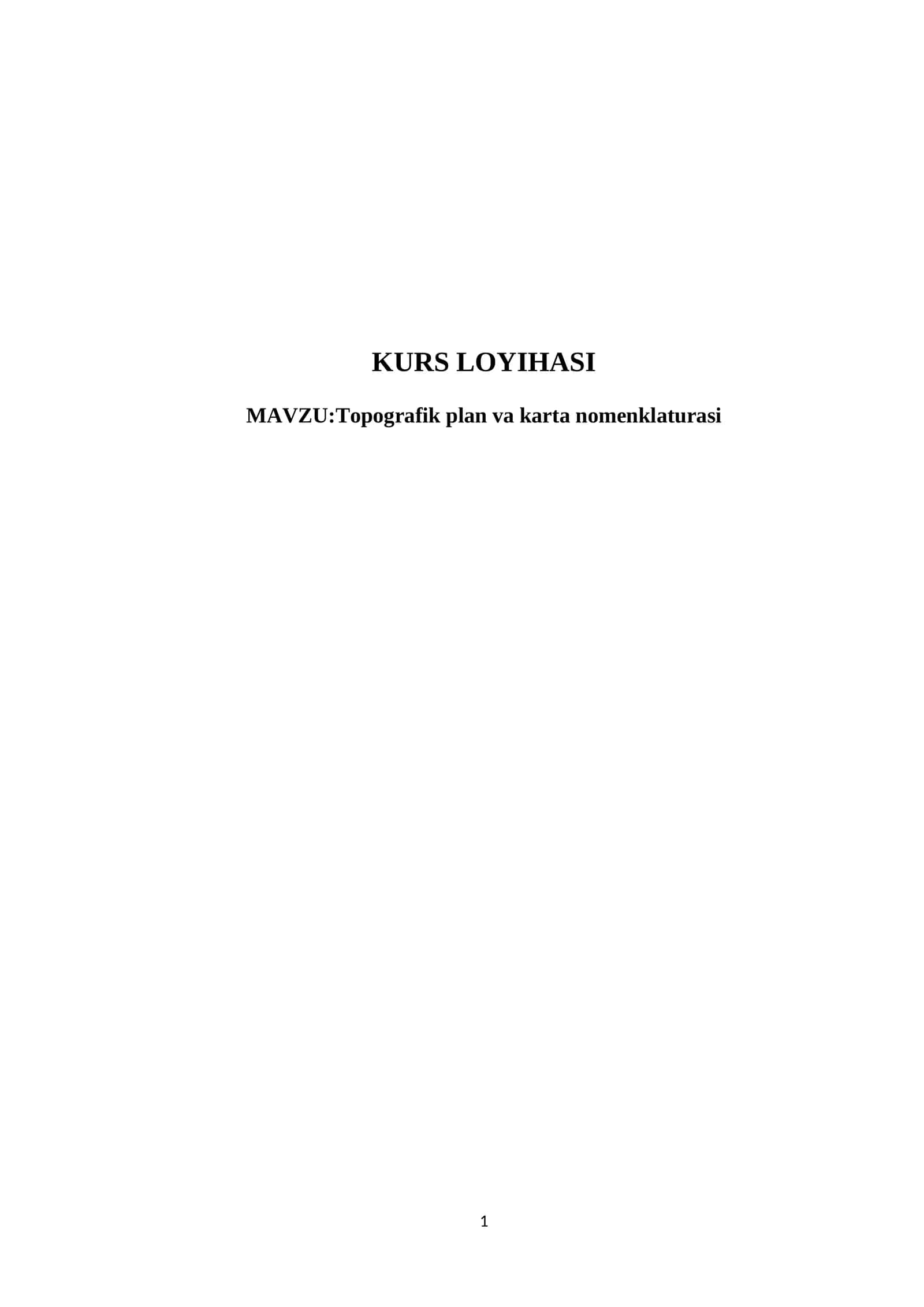 Topografik plan va karta nomenklaturasi