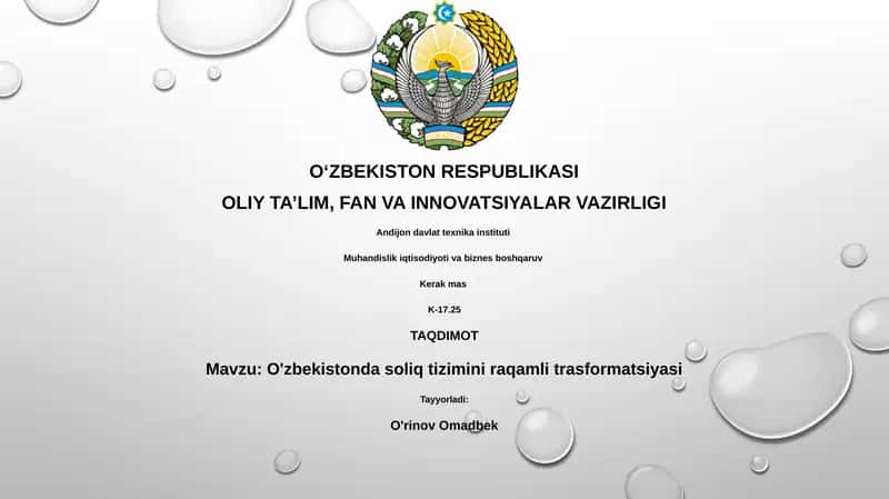 O'zbekistonda soliq tizimini raqamli trasformatsiyasi