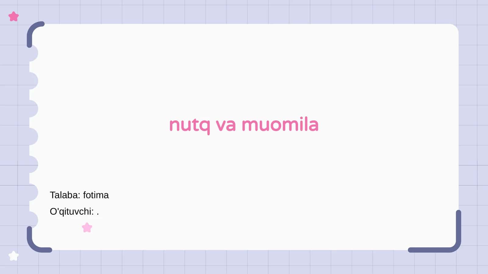 Nutq va muomila