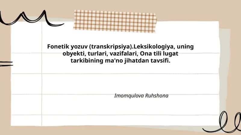 Fonetik yozuv va transkripsiya: ta’rif va vazifalari