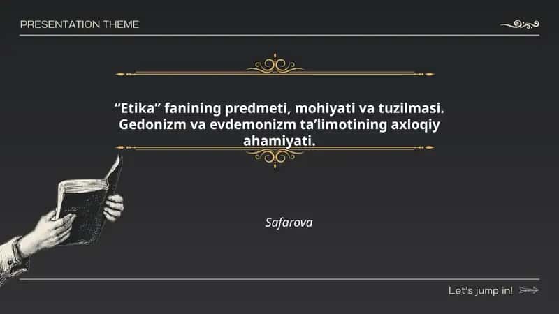 Etika fanining predmeti, mohiyati va tuzilmasi