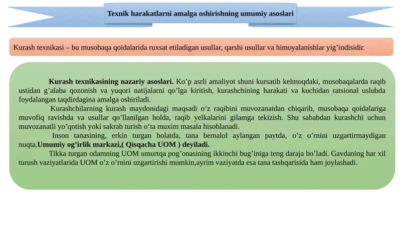Texnik harakatlarni amalga oshirishning umumiy asoslari