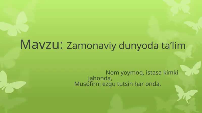 Zamonaviy dunyo ta'limi