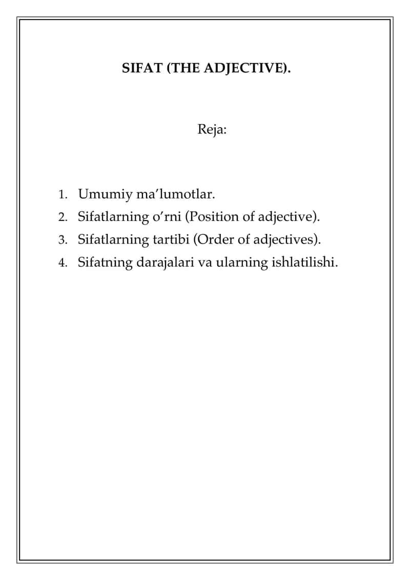 SIFAT (THE ADJECTIVE)